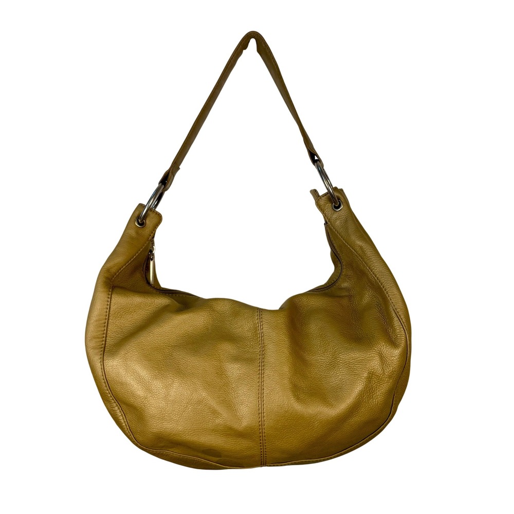 HOBO Metallic Gold Leather Slouchy Hobo Shoulder Bag Boho Y2K Chic Retro